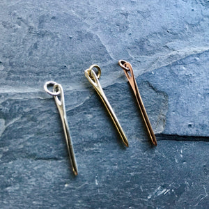 Small 14K gold needle charm