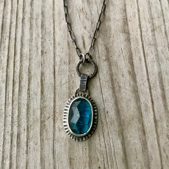 Teal blue kyanite necklace
