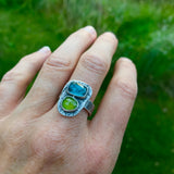 Kyanite and vesuvianite ring, size 9