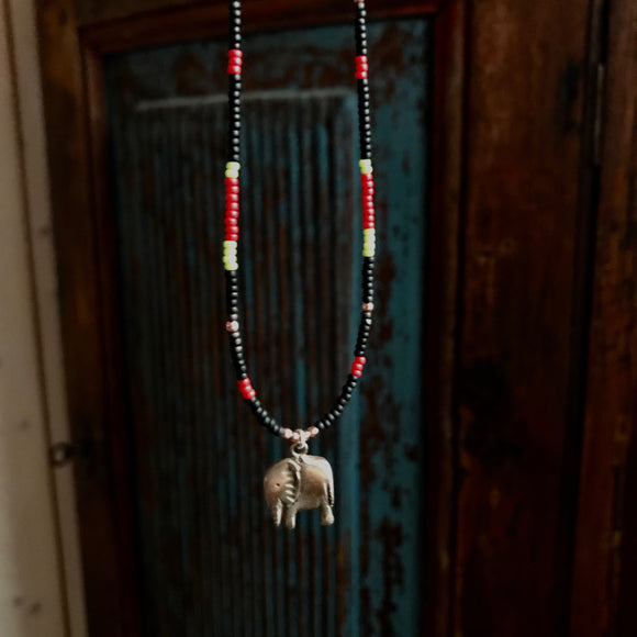 Bronze elephant beaded necklace