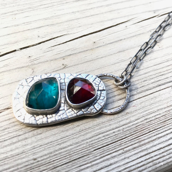 Garnet and kyanite necklace