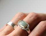 Seafoam blue sapphire ring