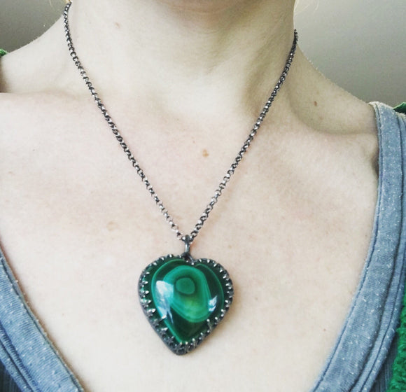 Malachite heart necklace