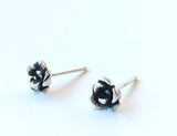 Silver rose earrings