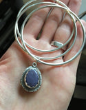 Three bangle bracelet set with gemstone charm