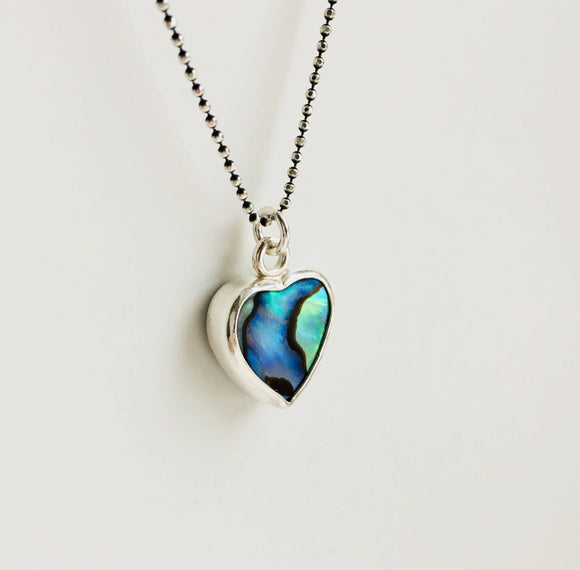 Reversible abalone shell heart pendant