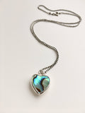 Reversible abalone shell heart pendant