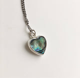 Reversible abalone shell heart pendant