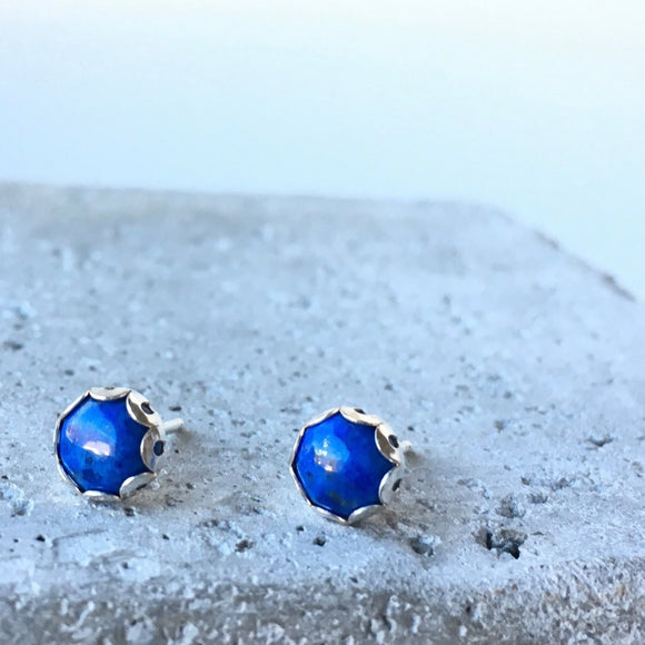 Gemstone stud earrings with lapis lazuli