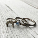 Crescent moon stacking ring set