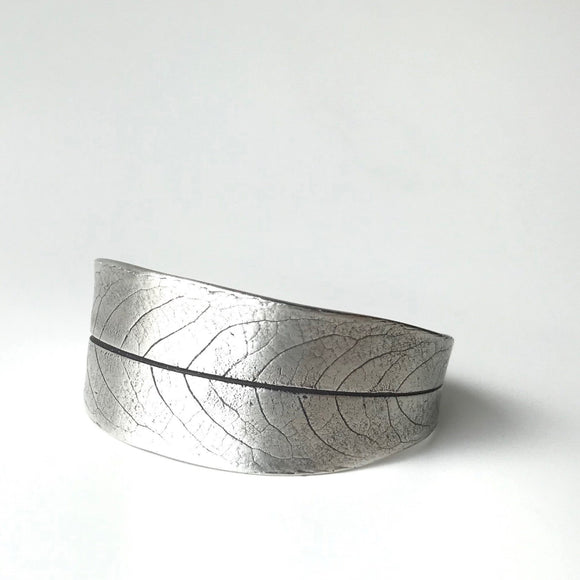 Silver willow leaf cuff