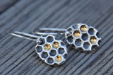 Silver honeycomb earrings