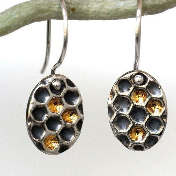 Silver honeycomb earrings