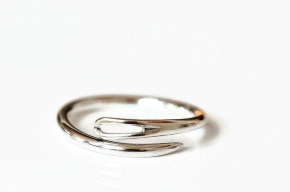 Silver sewing needle ring