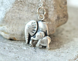 Mother and baby elephant necklace