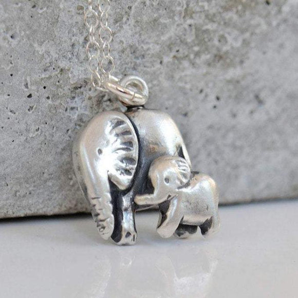 Mother and baby elephant necklace
