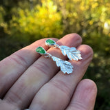 Oak leaf earrings with tsavorite