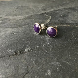 Turquoise, lapis and charoite studs