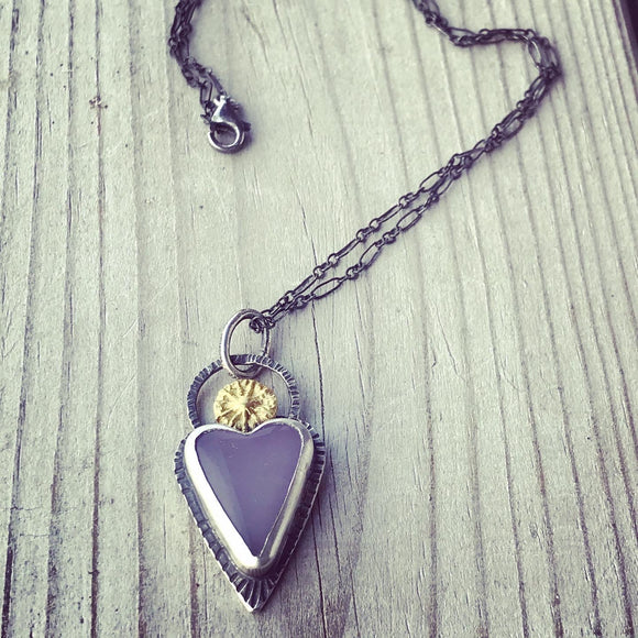 yttrium fluorite heart pendant